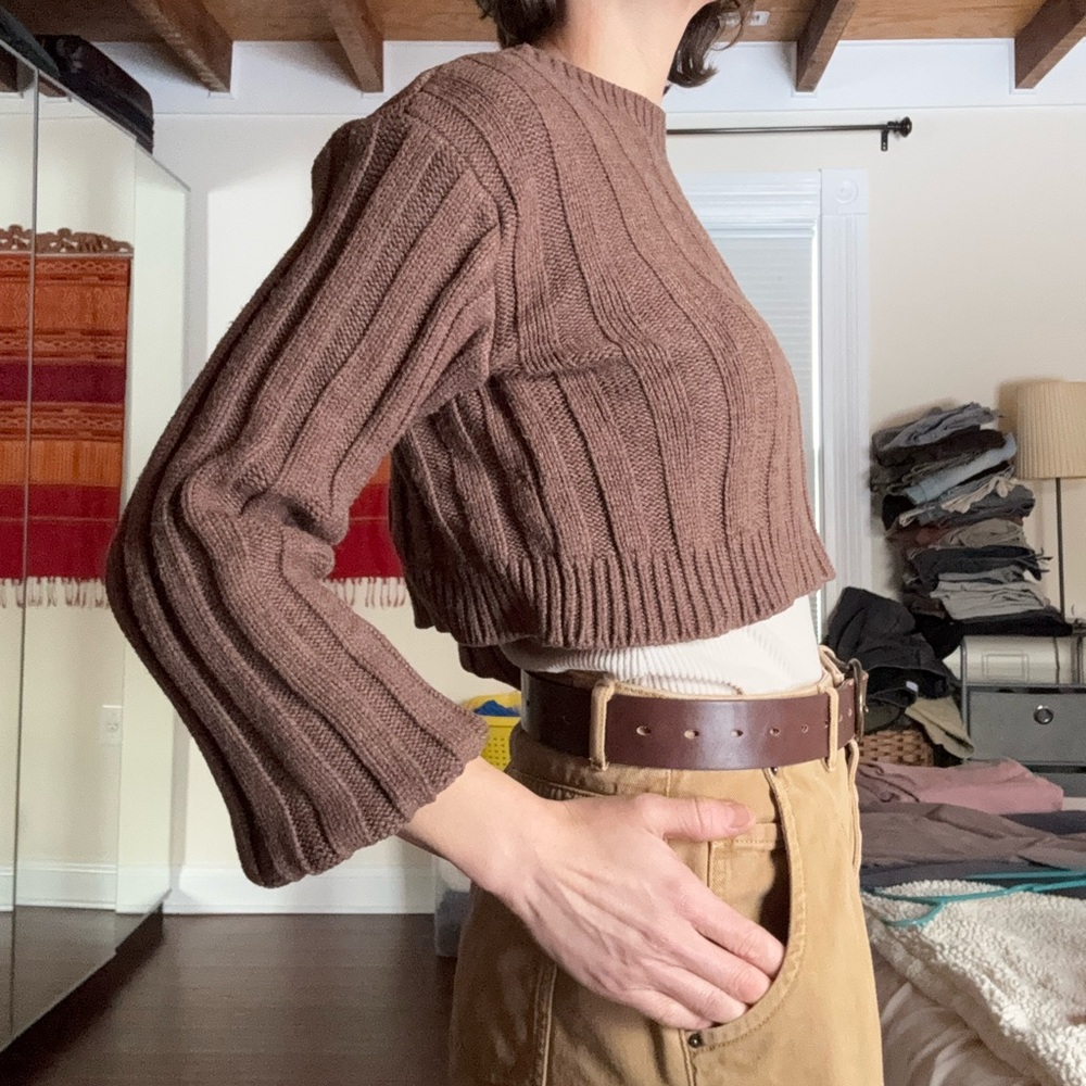Zara Brown Ribbed Sweater - Picture 3 of 8